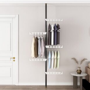 家用免打孔晾伸缩杆立卧室顶天室内挂衣架晾衣架落地阳台地单杆晒