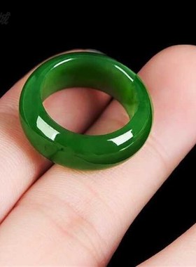 和田玉碧玉c戒指和田玉指环扳指新坑碧玉菠菜绿玉环男女款玉石戒