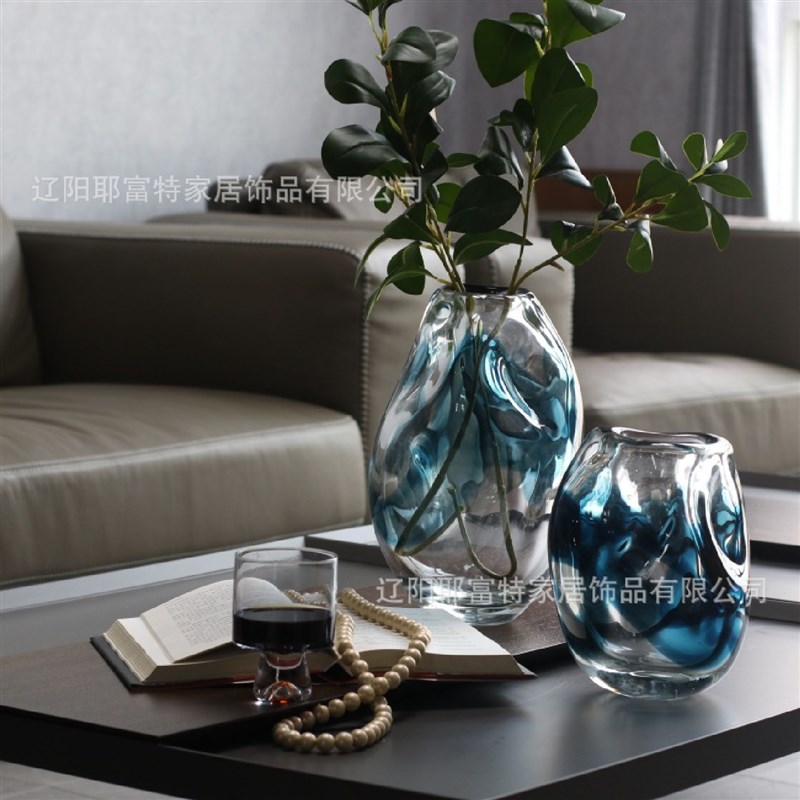 彩色玻璃花瓶装i饰工艺品创意摆件水培植物玻璃瓶客厅装饰碗摆件
