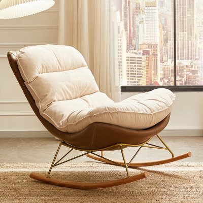 北欧单人摇椅轻奢客厅家用懒人沙发椅阳台休闲大人卧室网红摇摇椅