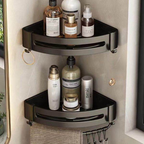 浴室置物架三角壁挂墙上转角免打孔太空铝厕所黑色卫生间用品收纳,家庭/个人清洁工具,浴室角架/置物架,淘宝优惠券,粉丝福利购,淘宝优惠卷