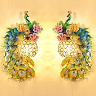 欧式孔雀壁灯客厅卧室床头灯过道走廊楼梯间创意背景墙灯具装饰品