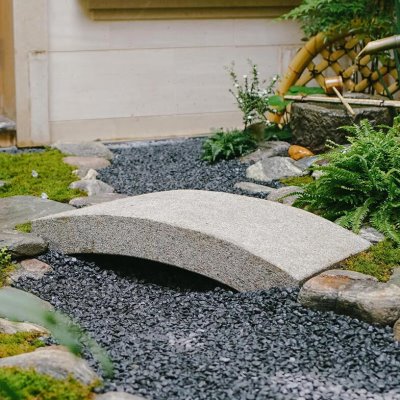 日式庭院石拱桥花园户外石桥石雕枯山水小拱桥别墅石头桥栏杆观景