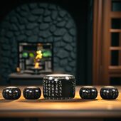 古玩玉雕臻品和田碧玉镶白玉刻龙纹圆鼓桌凳一套桌面小摆件收藏品