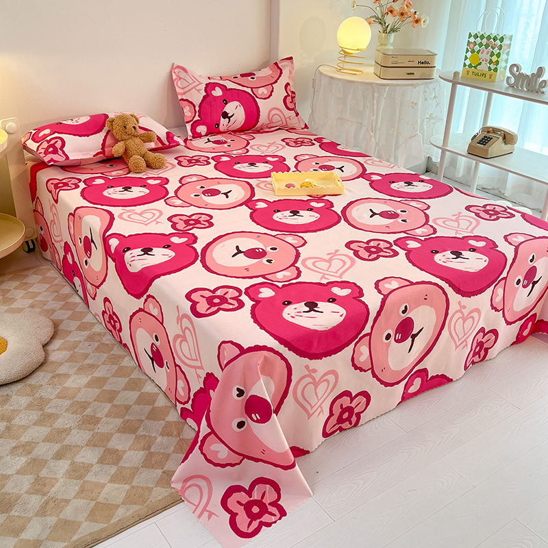 春秋简约夏季水洗棉n卡通磨毛被单床单单件双人床家用单人学生宿