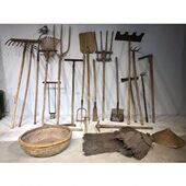 民俗老物件老农具摆件装 饰木耙土搂铁锹扁担农庄影视道具农场农耕