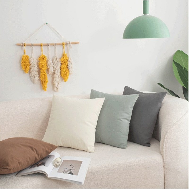 ins抱枕绒麻简约素色抱枕套