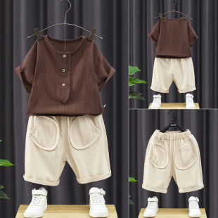 洋气宝宝夏季 男童夏装 2023新款 套装 衣服潮儿童时髦帅气两件套 短袖