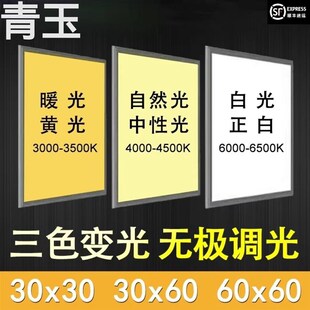 青玉平板灯600600三色变光300x600x600X1200厨卫集成吊顶平板灯