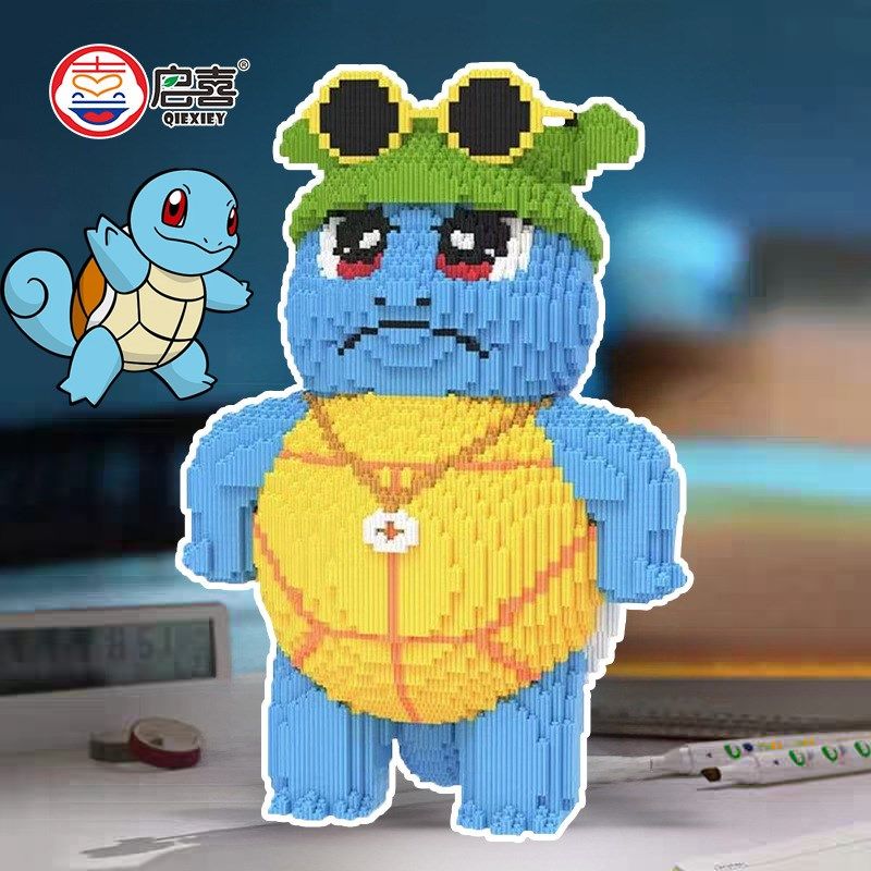 网红杰尼龟积木小颗粒益智拼装儿童玩具成人礼物手工拼图潮流摆件,玩具/童车/益智/积木/模型,普通塑料积木,淘宝优惠券,粉丝福利购,淘宝优惠卷