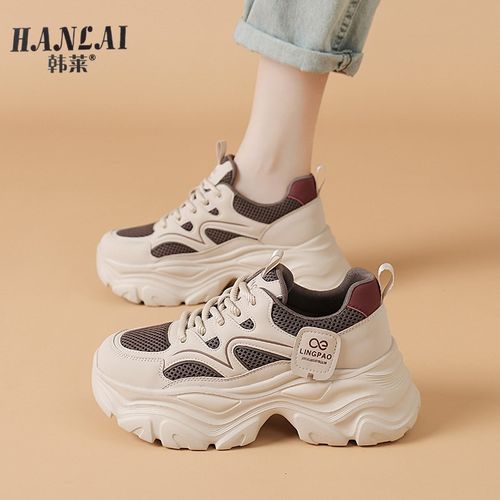 厚底老爹鞋女2024新款爆款秋季运动鞋显脚小增高5CM百搭鞋子