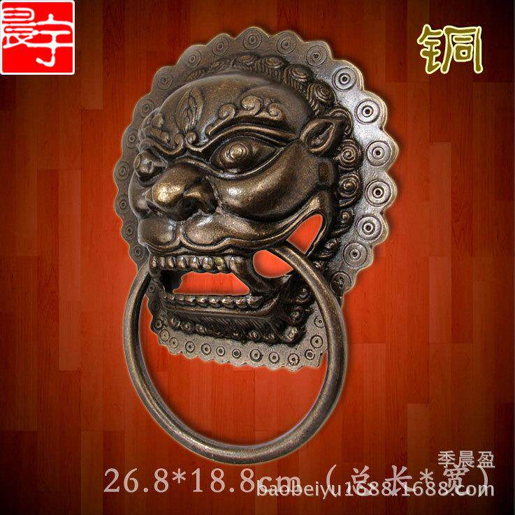 呈宇CYH006中式兽头大门环仿古狮子头大拉手大门中式把手20cm图片