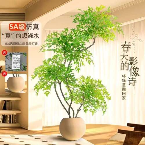 仿真南天竹仿真树植物假盆栽室内客厅落地盆景饰摆件仿真绿植