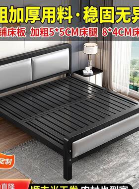 铁艺床双人床现代简约单人铁架床出租房不锈钢铁床架家用1.528米