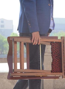 马扎实木山东靠背椅子红檀休闲户外老人马札凳原折叠便携木头