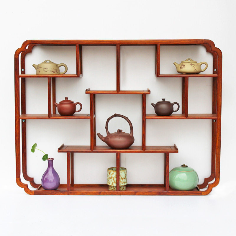 花梨木博古架小挂墙壁挂式仿古中式禅意实木多宝阁茶壶置物架