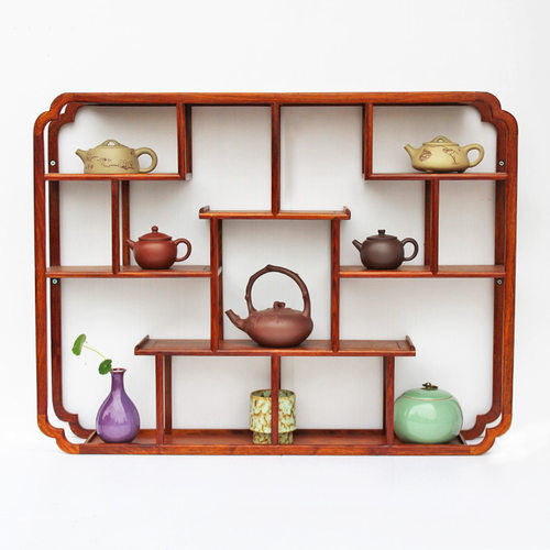 花梨木博古架小挂墙壁挂式仿古中式禅意实木多宝阁茶壶置物架