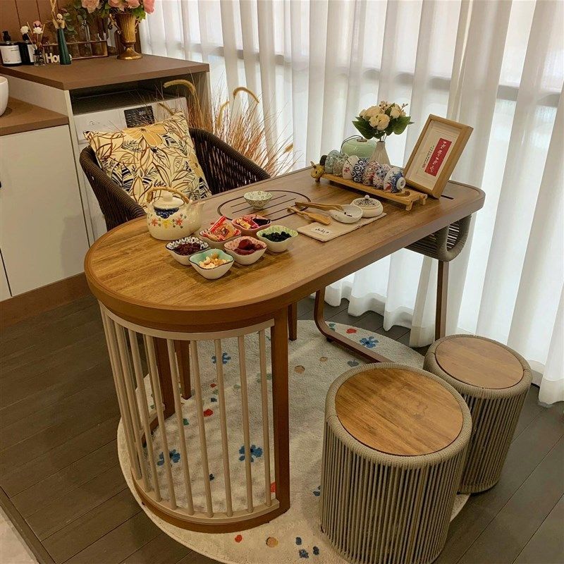 新中式实木茶桌椅组合阳台客厅庭院茶台家用胡桃木禅意功夫泡茶桌