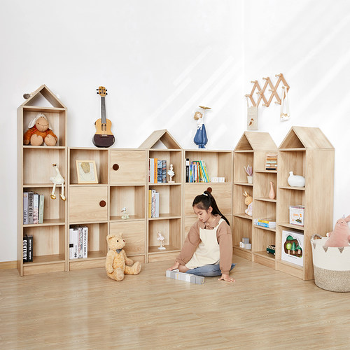 拉特丽儿童实木书架置物架落地简约客厅多层儿童宝宝小书柜收纳