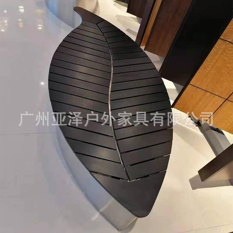 厂家直供户外不锈钢树叶椅子商业街304座椅铁艺休息长条椅可订
