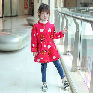 秋冬季韩版儿童罩衣羽绒服棉袄外套女童长袖拉链护衣水晶绒反穿衣
