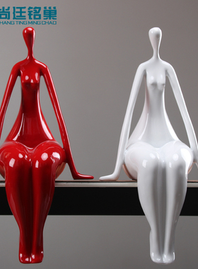 创意人物雕塑摆件艺术品简约现代客厅酒柜书柜样板房软装装饰品