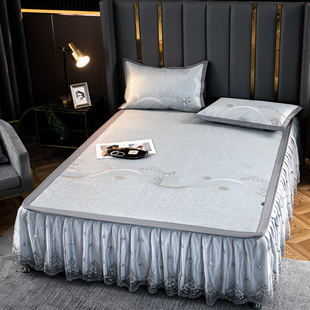 可拆卸三件套凉感空调软席子2023新款 可机洗冰丝凉席加厚款 床裙款