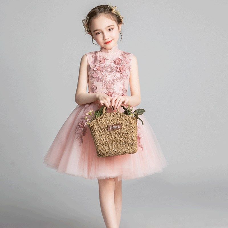 女童粉色网纱公主裙小花童婚纱裙儿童小主持人女孩洋气晚礼服夏季,童装/婴儿装/亲子装,儿童礼服,淘宝优惠券,粉丝福利购,淘宝优惠卷