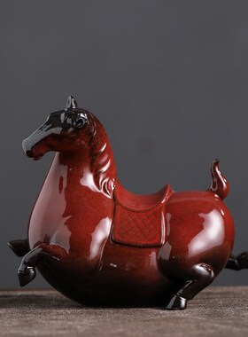唐马陶瓷摆件工艺品办公桌酒柜装饰品电视柜装饰玄关禅意摆设创意
