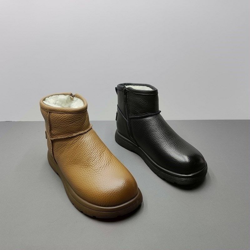 24冬季尾货处理新款真皮女棉靴短筒面包雪地靴保暖加厚厚底牛皮,女鞋,时尚雪地靴,淘宝优惠券,粉丝福利购,淘宝优惠卷