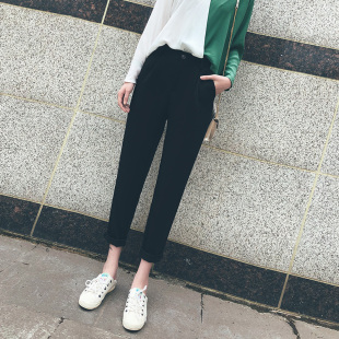 女九分韩版 百搭小脚西装 裤 夏季 休闲裤 冰丝哈伦裤 宽松萝卜裤 子 薄款