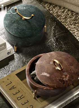 现代北欧大理石茶叶储物罐摆件创意客厅电视柜酒柜家居装饰工艺品