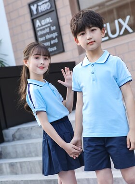 夏季幼儿园园服小学生班级班服男女童表演服学院风棉短袖校服套装
