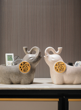 客厅电视柜家居进门口放钥匙入户玄关大象茶几中式收纳摆件装饰品