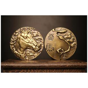 上海造币厂十二生肖纪念章罗永辉高浮雕工艺60mm马年大铜章