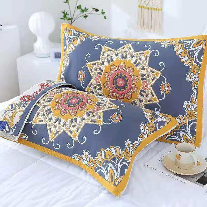 【官方旗舰店正品】纱布枕巾纯棉一对轻奢高级感等品加大八层柔软