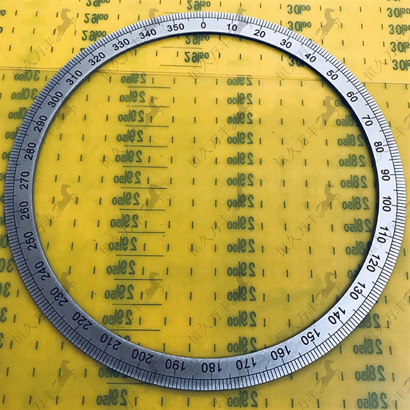 通用刻度盘360角度盘机械仪表盘圆弧形转盘加厚测量圆尺17W4X150X