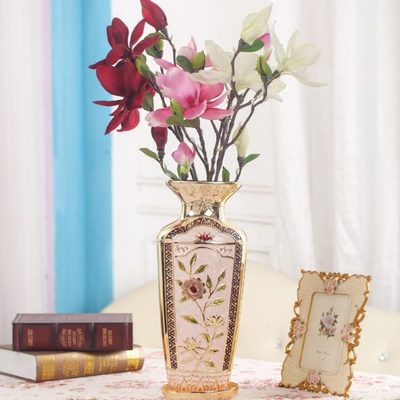 格嘉睿尔欧式家装合金插花瓶酒店样板间家居客厅别墅装饰品摆件