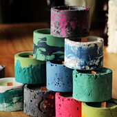 火山石水泥杯香薰蜡烛做旧小众原创侘寂风小众卧室客厅淡香摆件