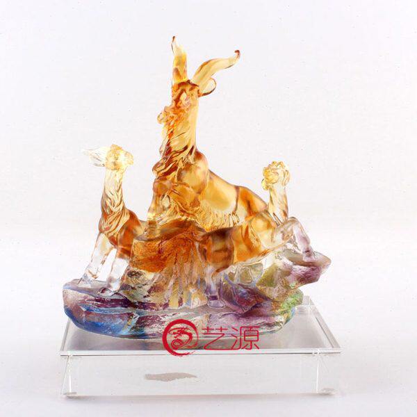 三阳开泰琉璃羊摆件三羊开泰创意家居商务装饰品送客户朋友的礼物