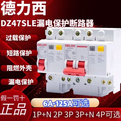 德力西空气开关带漏电保护器DZ47sLE断路器63家用漏保2P32A401P+N