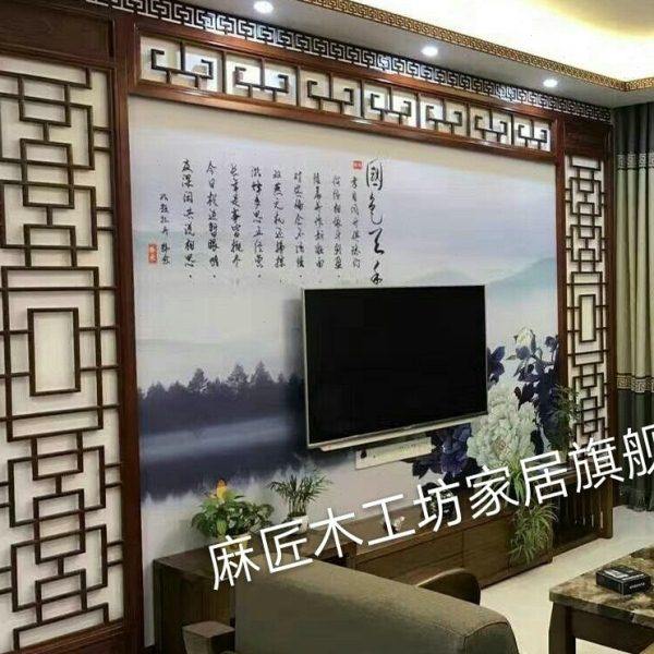 东阳木雕中式电视背景墙格栅实木镂空花格木格花窗玄关隔断屏风,基础建材,通花板,淘宝优惠券,粉丝福利购,淘宝优惠卷