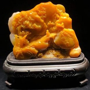 北部结晶田黄石指日高升摆件家居浮雕精刻装饰摆设俏色工艺品送礼