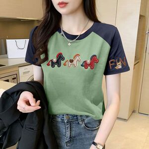 三只小马纯棉插肩袖短袖T恤女