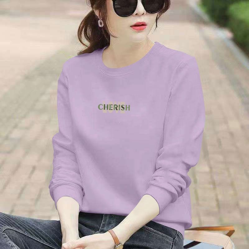 纯棉芋紫色套头卫衣女韩版