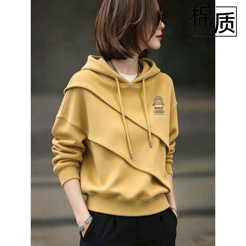 纯棉连帽长袖卫衣女秋冬新款韩版百搭显瘦洋气休闲时尚上衣女ins