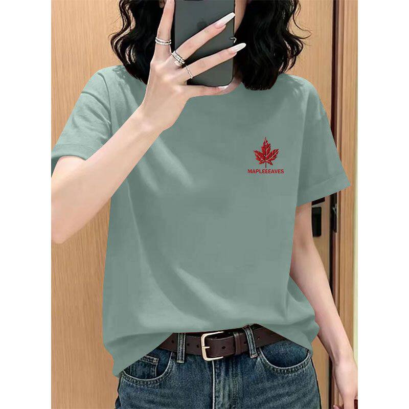 夏季纯棉女装短袖圆领T恤时尚通勤韩版宽松显瘦基础款汗衫上衣服