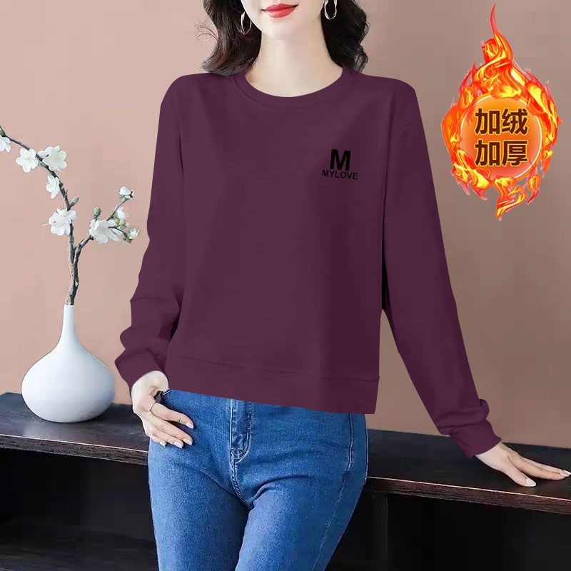 女士纯棉加绒加厚短款高腰卫衣