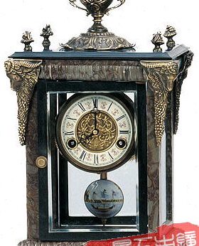 仿古座钟 欧式机械座钟 摆设饰品 软装工艺纯铜理石钟475mm