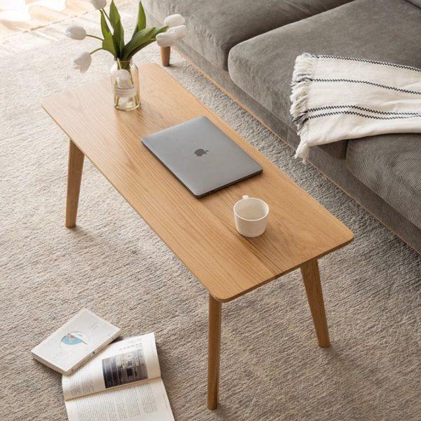 日式实木小户型茶几简约现代客厅家用北欧原木色长方形橡木窄茶桌